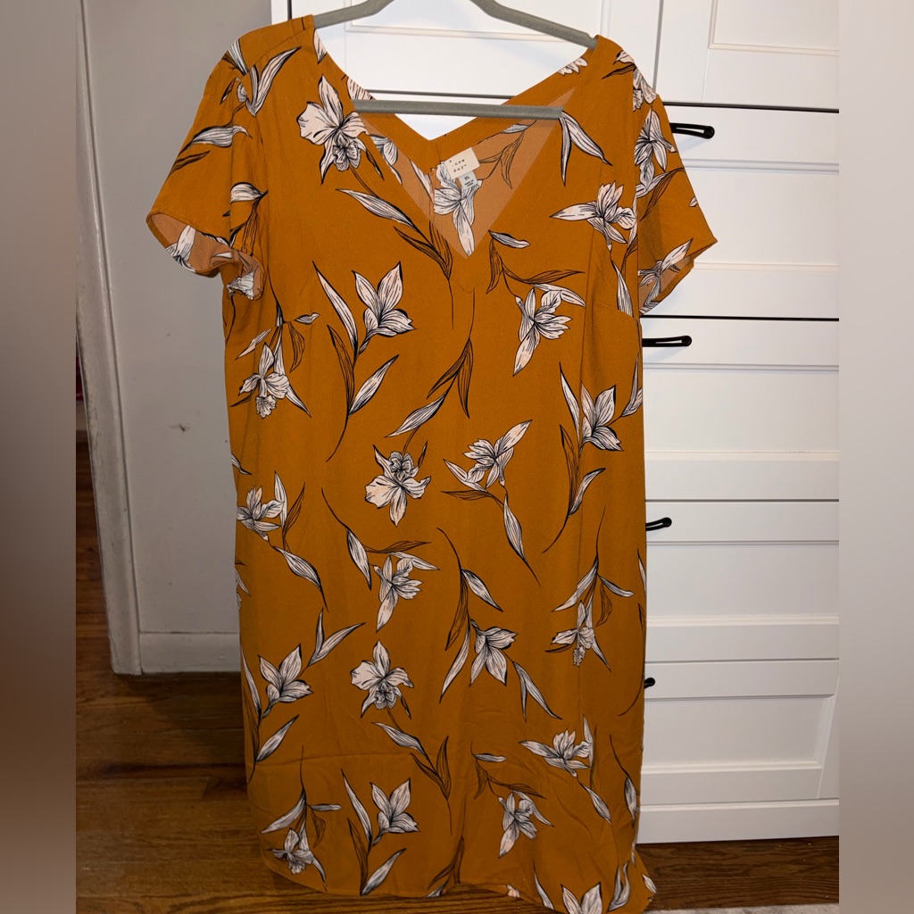 A New Day Mustard Floral Midi Dress
